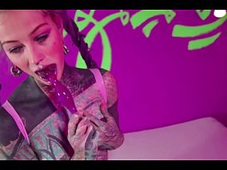 SOLO tattoo girl ANAL masturbation - self ASSFUCK